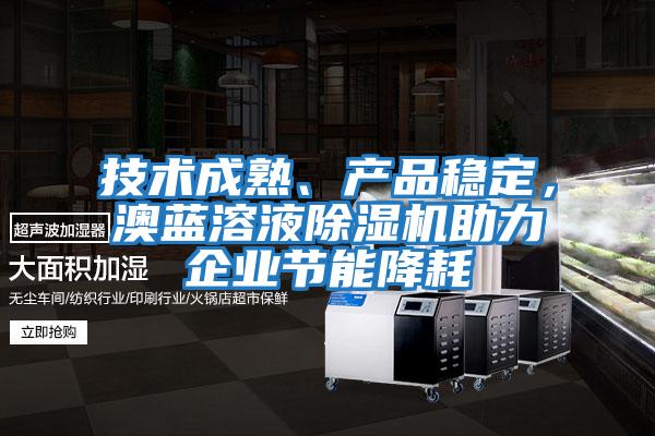 技術(shù)成熟、產(chǎn)品穩(wěn)定，澳藍(lán)溶液除濕機(jī)助力企業(yè)節(jié)能降耗